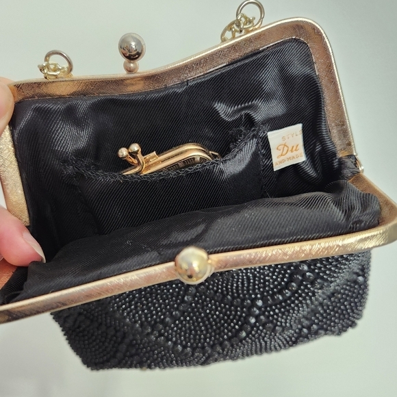 Vintage Style By Du Val Black Beaded Evening Bag - Picture 5 of 14